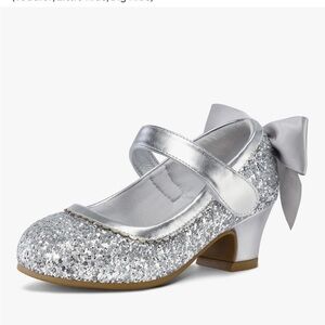 Silver Glitter Kids Shoes with Bow